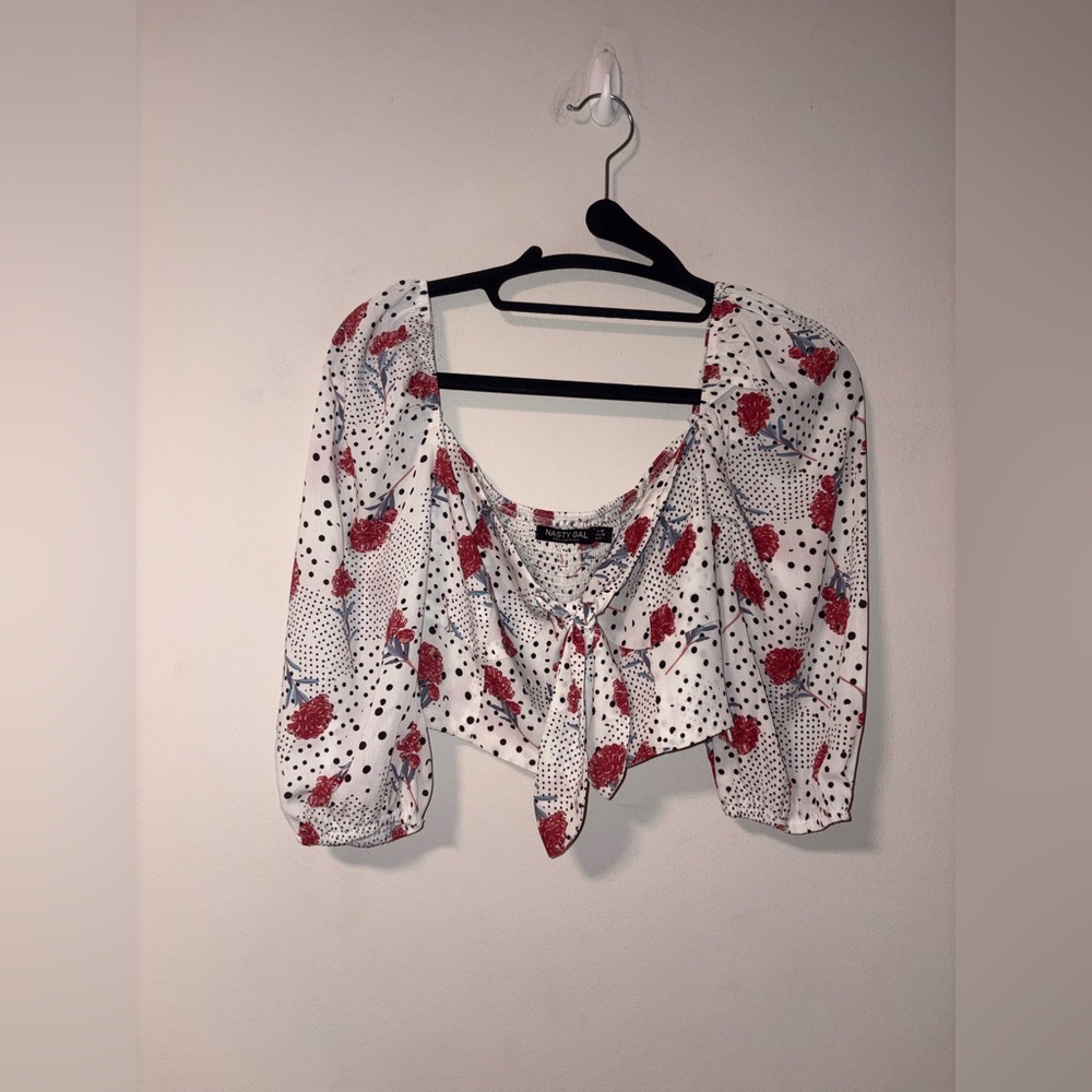 Nasty Gal Tie Front Smocked Crop Top 6